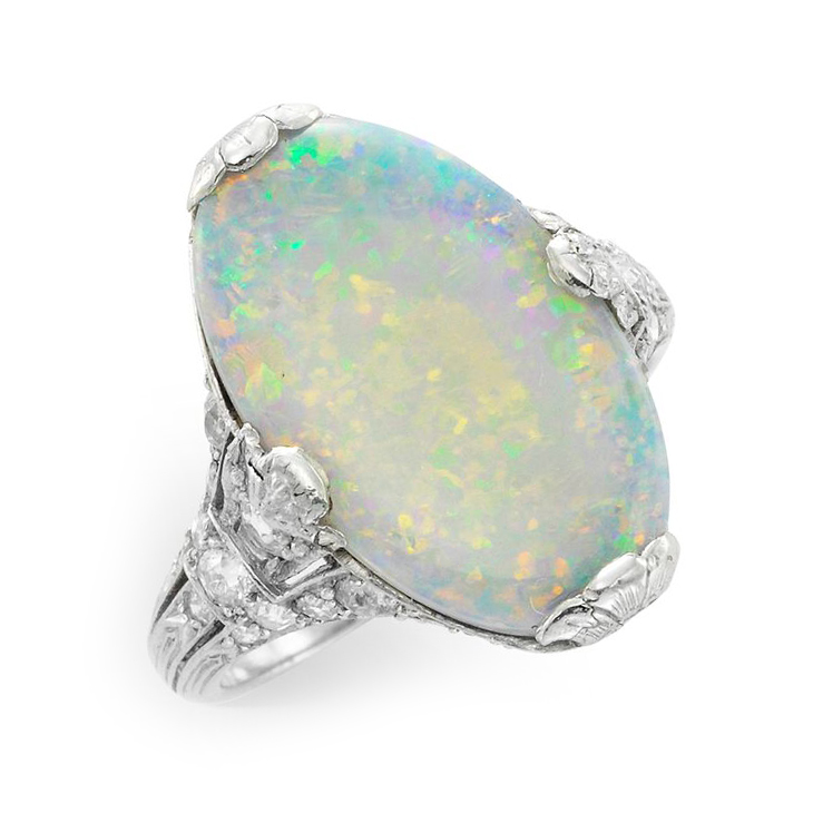 edwardian opal and diamond ring