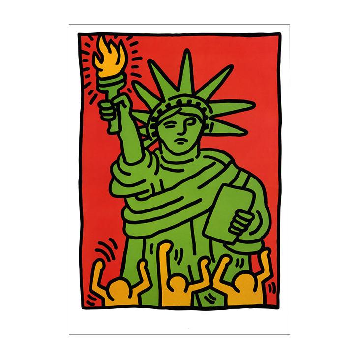 Statue of Liberty, by Keith Haring, 1986. Color screenprint. 37 5/8 x 27 1/2 in. Signed and dated ‘K. Haring 86’. This work is from an edition of 100.