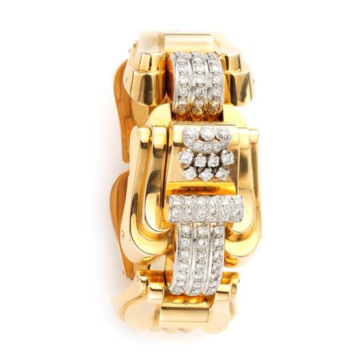 A Retro Gold and Diamond Bracelet Watch, circa 1940