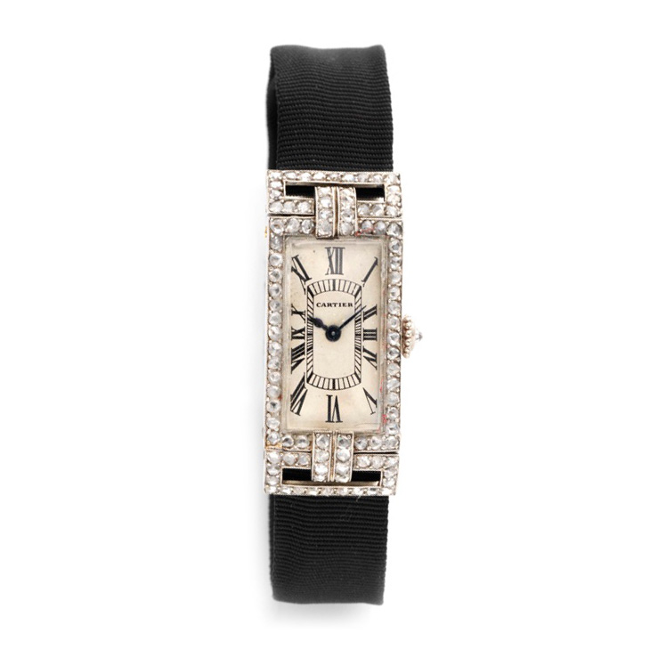 An Art Deco Diamond and Platinum Wristwatch, by Cartier, circa 1925
