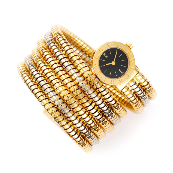 A Bi-colored Gold Tubogas Wristwatch, by Bulgari