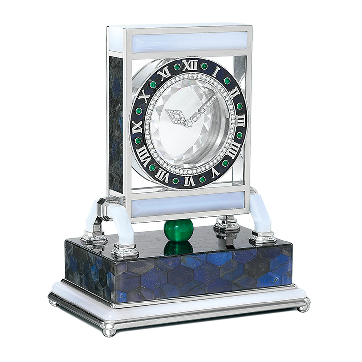A Rock Crystal and Multi-Gem 'Mystery Clock', circa 1980, by Cartier