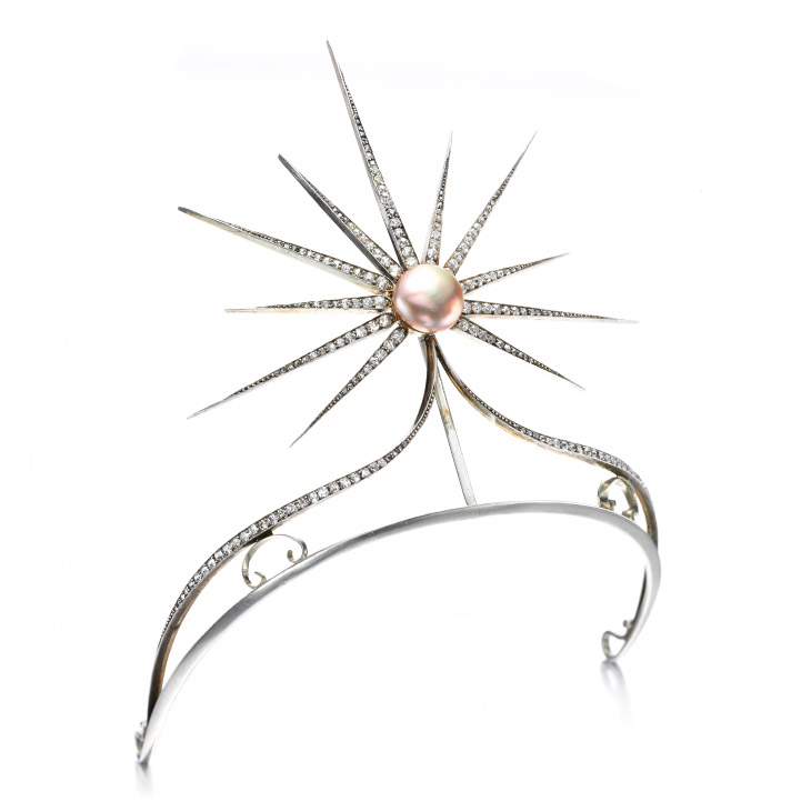 A Natural Pearl and Diamond Tiara, circa 1900