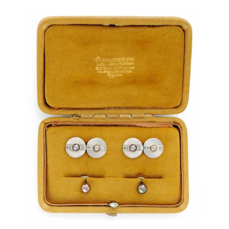 A Natural Pearl, Diamond and Platinum Dress-set, by Boucheron, circa 1920