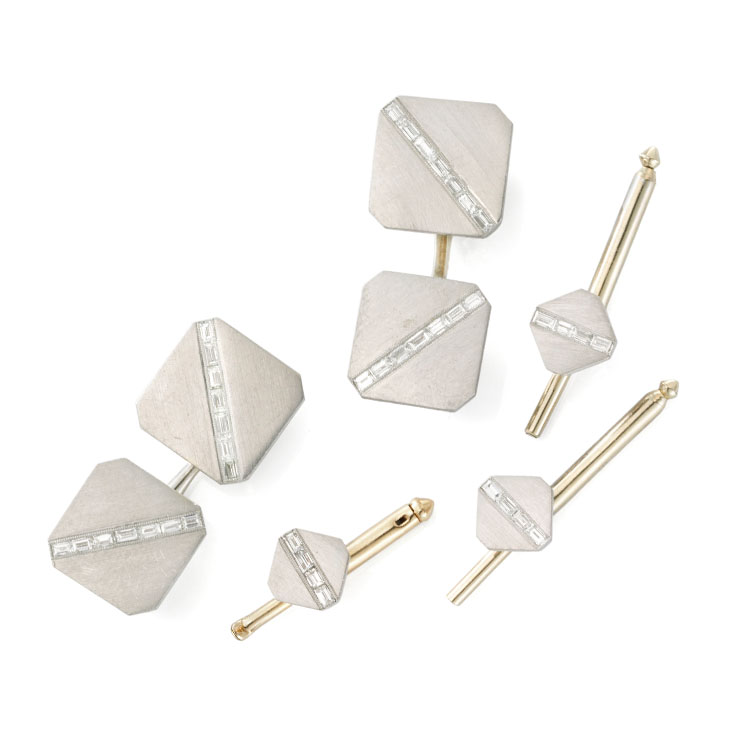 A Diamond and Platinum Dress Set