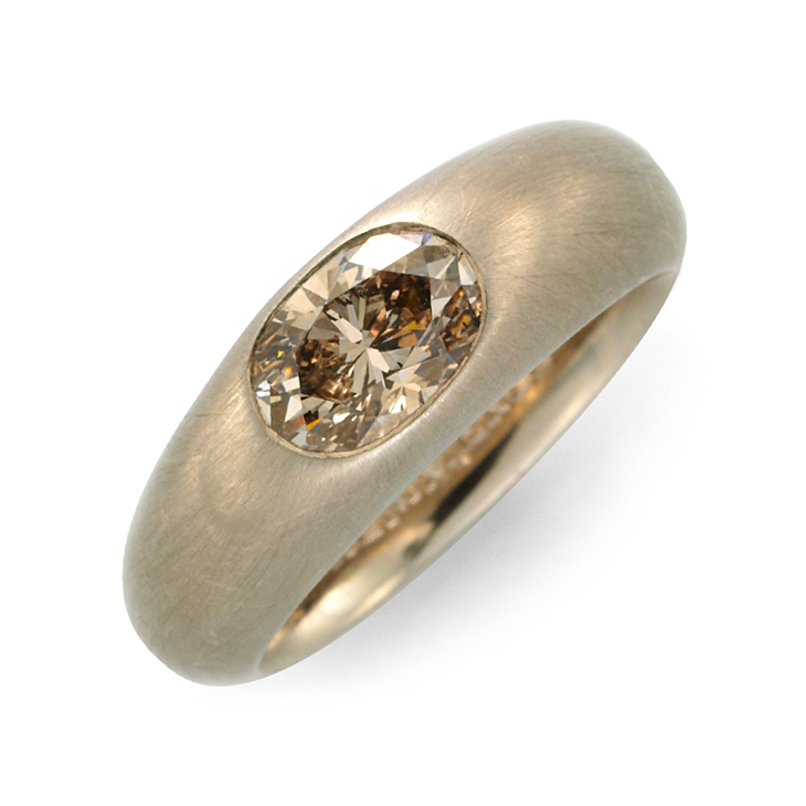 A Colored Diamond and Brushed Gold Ring, by Hemmerle