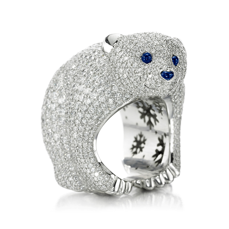 A Limited Edition Diamond Polar Bear Ring, of 10.45 carats, by Chopard