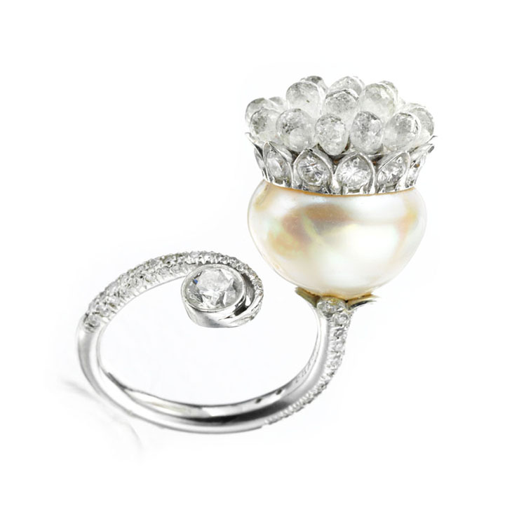 A Natural Pearl and Diamond Ring, by Bhagat