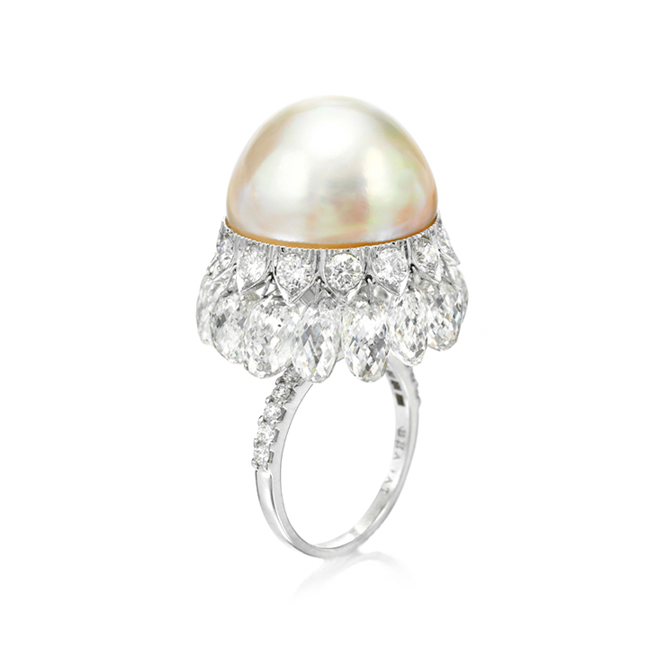 A Natural Pearl and Diamond Ring, by Bhagat
