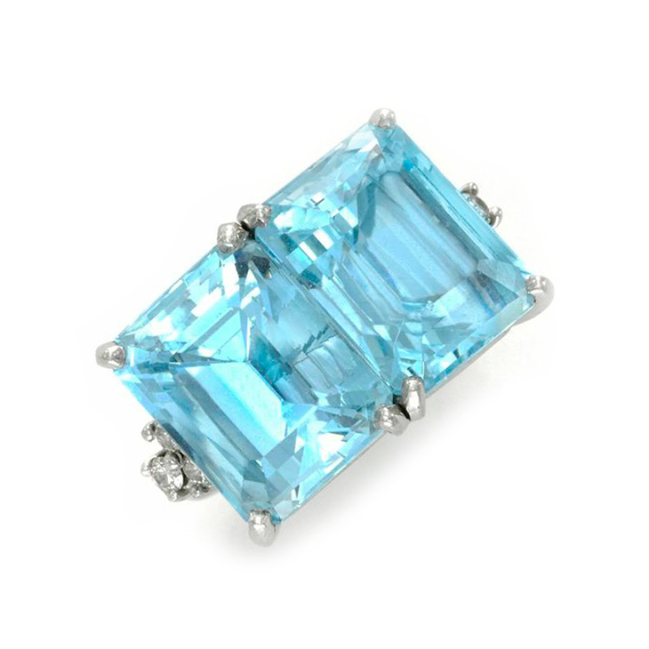 An Aquamarine and Diamond Twin-stone Ring, by Cartier, circa 1950