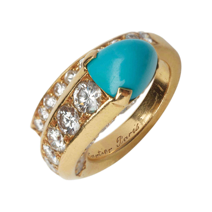 A Turquoise and Diamond Ring, by Cartier, circa 1960