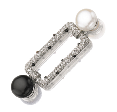 FD Gallery | An Art Deco Natural Pearl, Onyx and Diamond Brooch, by ...