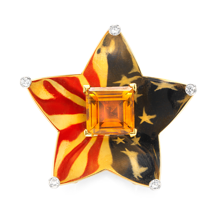 A Citrine, Enamel and Gold ‘Patriotic’ Brooch, by Cartier