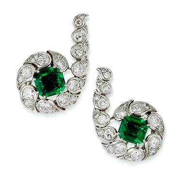 Fd Gallery Cartier Earrings A Pair Of Emerald And Diamond Ear Clips By Cartier Circa 1950