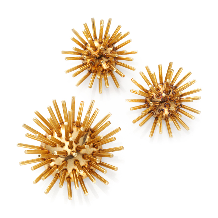 A Set of Gold ‘Sputnik’ Jewelry, Ear Clips and Booch, by Cartier, circa 1960