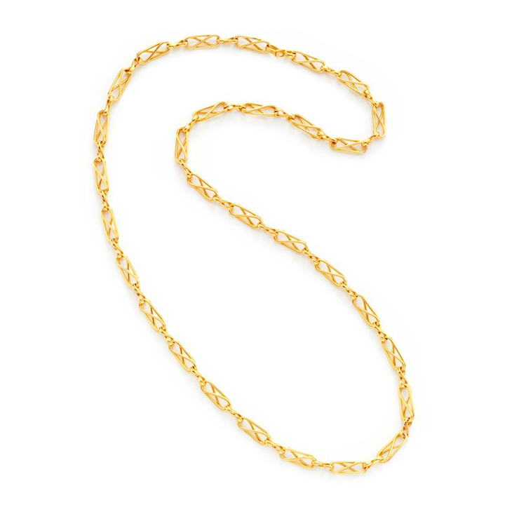 An 18k Gold Fancy Link Chain Necklace, by Cartier, circa 1980