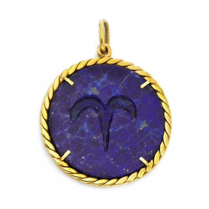 A Lapis and Gold Zodiac Pendant, by Cartier