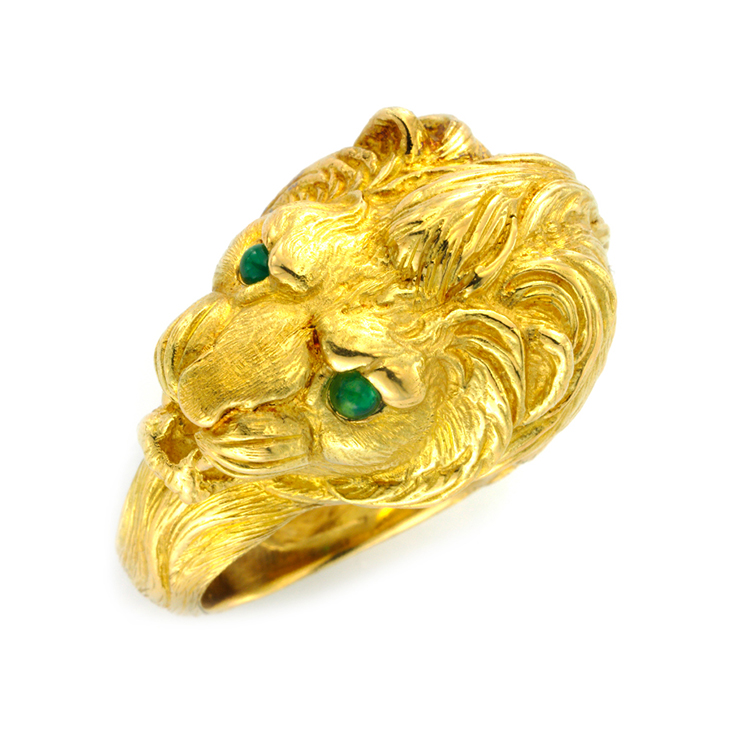 A Gold and Emerald Lion Ring, by Van Cleef & Arpels, circa 1970