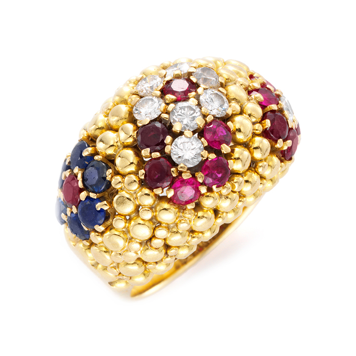 A Ruby, Diamond and Sapphire Ring, by Van Cleef & Arpels, circa 1960