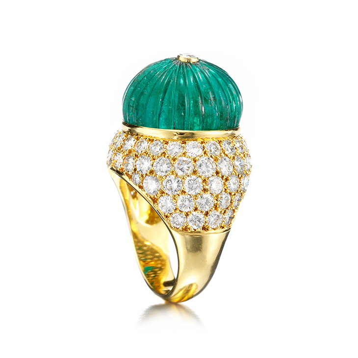 An Emerald Bead and Diamond Ring, by Van Cleef & Arpels, circa 1960