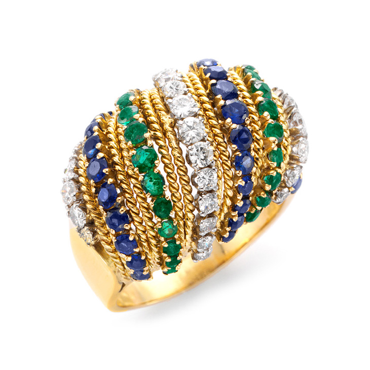 A Sapphire, Emerald and Diamond Ring, by Van Cleef & Arpels, circa 1960