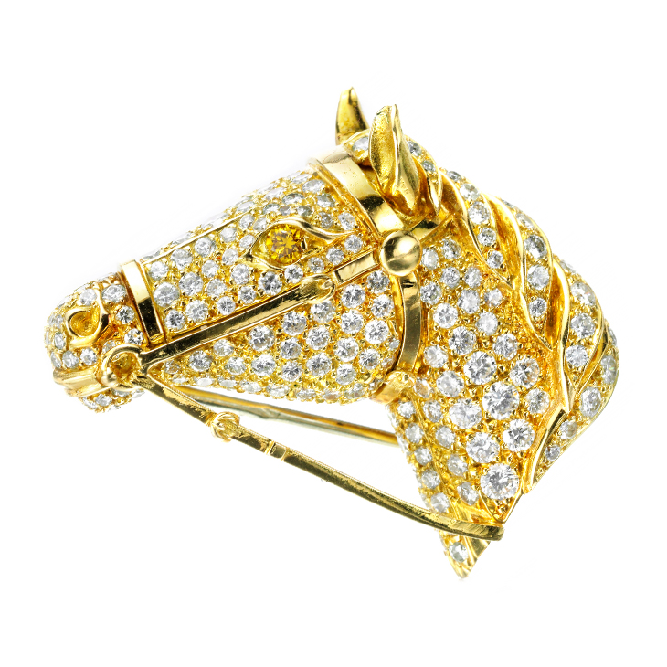 A Diamond and Colored Diamond Horse Brooch, by Van Cleef & Arpels, circa 1980