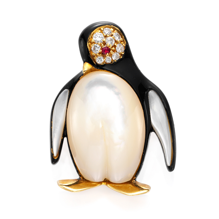 A Multi-gem and Diamond Penguin Brooch, by Van Cleef & Arpels