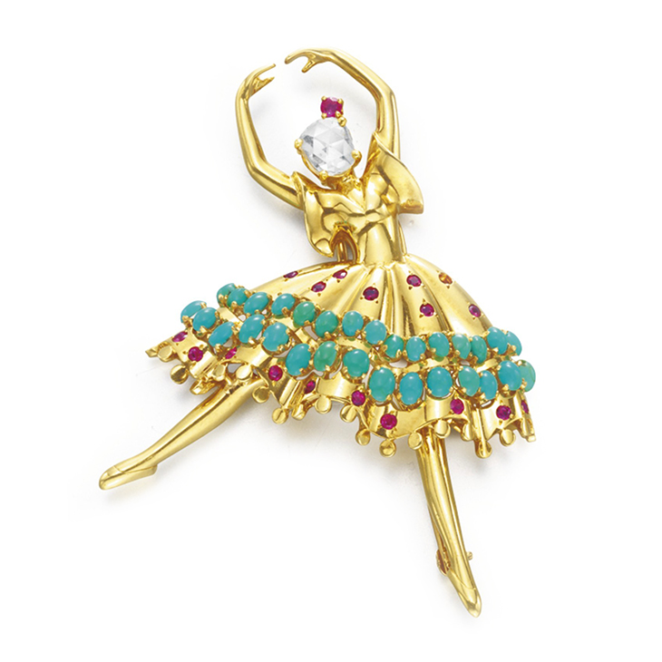 A Multi-gem and Gold Ballerina Brooch, by Van Cleef & Arpels