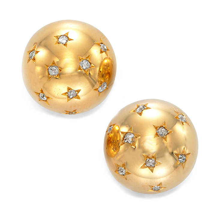 A Pair of Gold and Diamond Ear Clips, by Van Cleef & Arpels, circa 1945