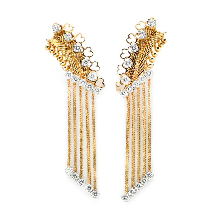 A Pair of Gold and Diamond ‘ZIP’ Ear Pendants, by Van Cleef & Arpels