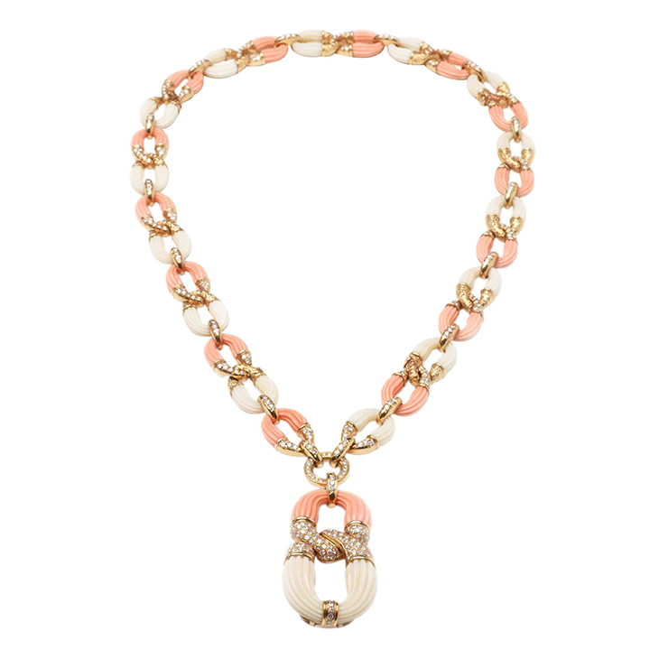 A Bi-colored Coral and Diamond Sautoir, by Van Cleef & Arpels, circa 1975