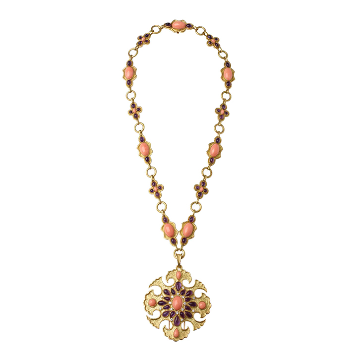An Amethyst, Coral and Diamond Sautoir, by Van Cleef & Arpels, circa 1970