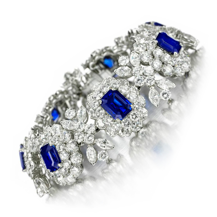 A Burmese and Kashmir Sapphire and Diamond Bracelet, by Van Cleef & Arpels, circa 1950