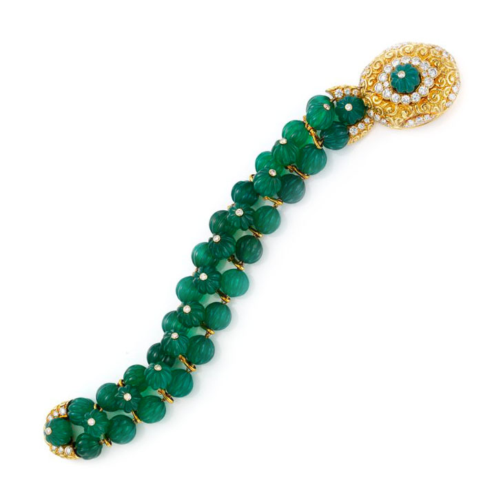 A Chrysoprase and Diamond Bracelet, by Van Cleef & Arpels, circa 1960