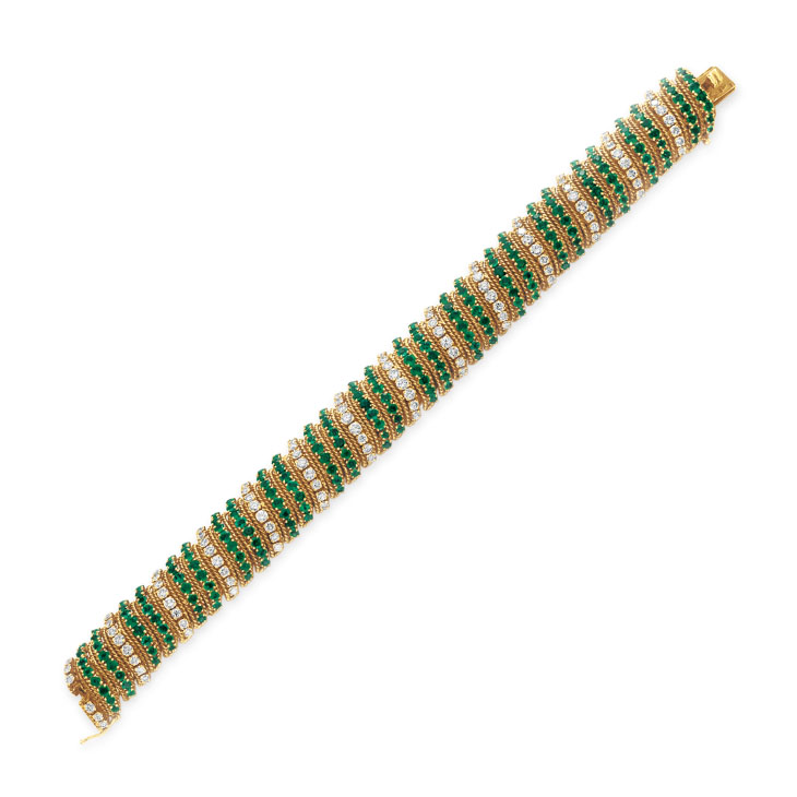 An Emerald, Diamond and Gold Bracelet, by Van Cleef & Arpels, circa 1960