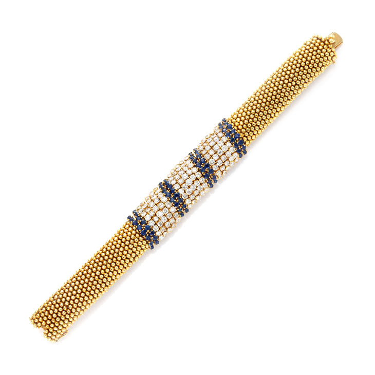 A Sapphire, Diamond and Gold ‘Couscous’ Bracelet, by Van Cleef & Arpels, circa 1960