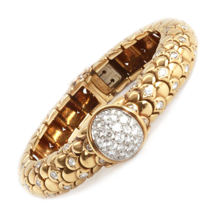 A Gold and Diamond Bracelet Watch, by Van Cleef & Arpels, circa 1970