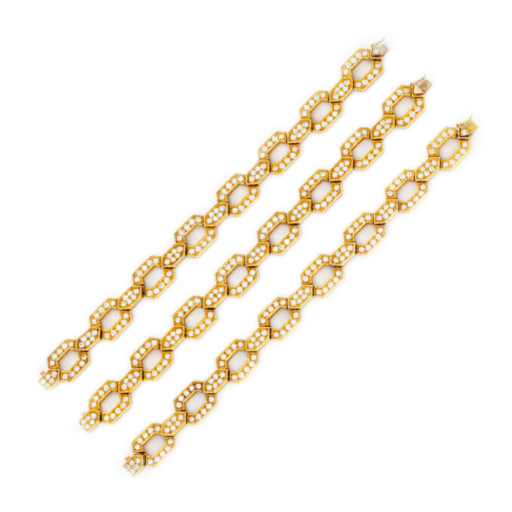A Set of Gold and Diamond Bracelets, by Van Cleef & Arpels