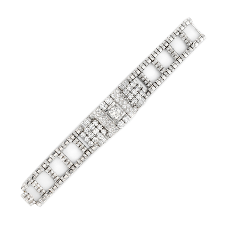 A Retro Diamond and Platinum Bracelet, by Van Cleef & Arpels, circa 1942