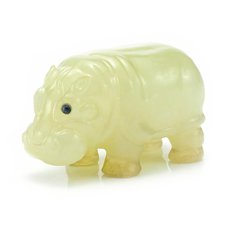 A Russian Carved Hardstone Model of a Baby Hippopotamus, circa 1900, by Faberge