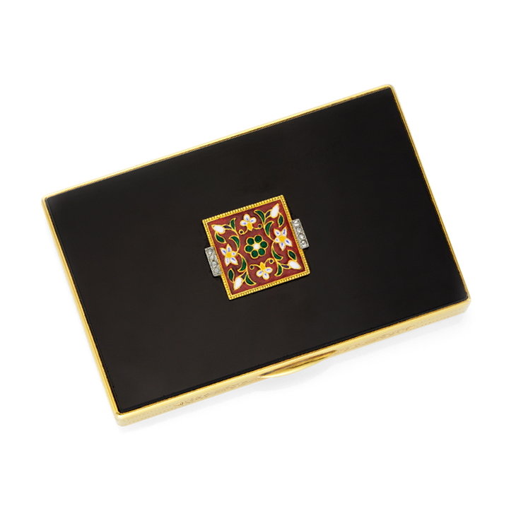 An Enamel, Onyx and Gold Vanity Case, by Cartier, circa 1925