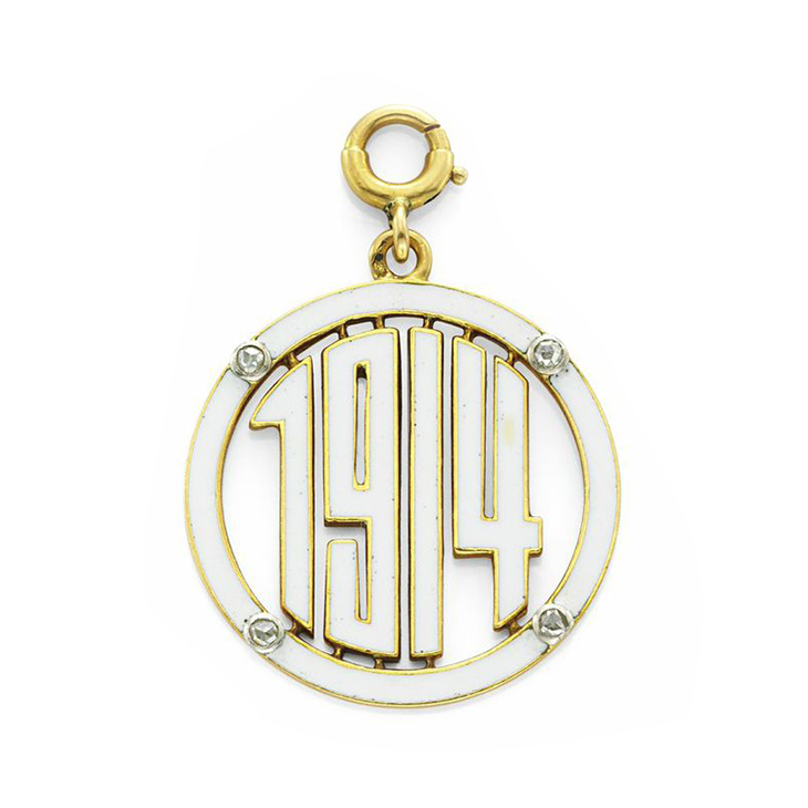 An Enamel, Diamond and Gold '1914' Charm Pendant, by Cartier, c.1914