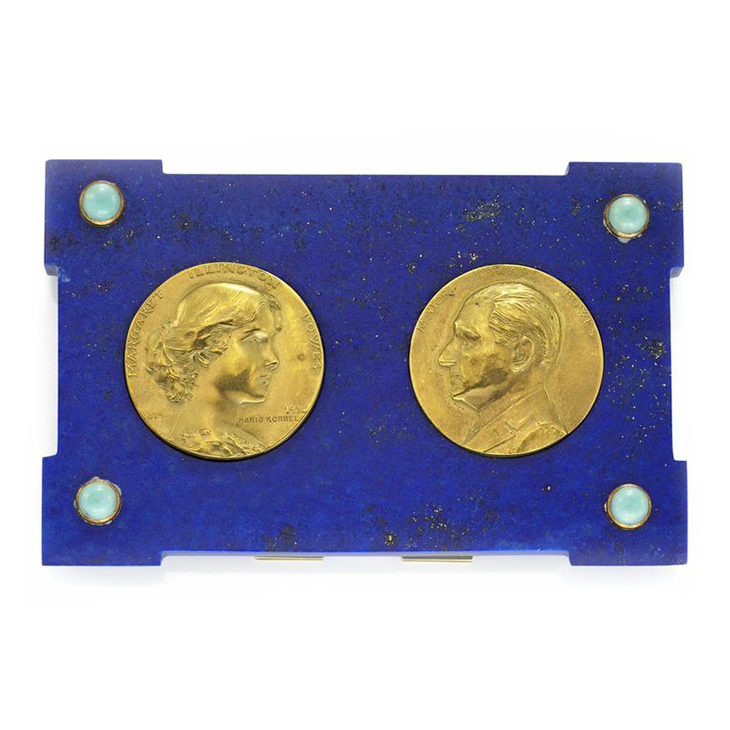 A Lapis Lazuli, Turquoise and Gold Picture Frame, by Cartier