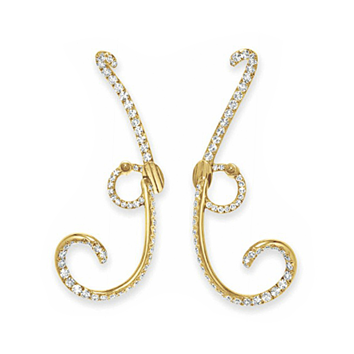A Pair of Gold and Diamond Ear Clips, by JAR