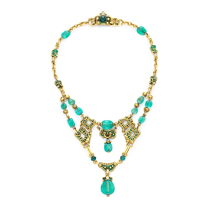 FD Gallery | An Antique Emerald, Enamel and Gold Necklace, by Marcus ...