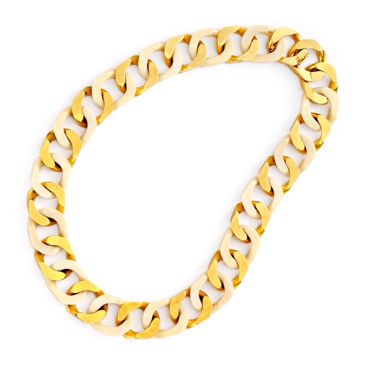 An Ivory and Gold Link Necklace