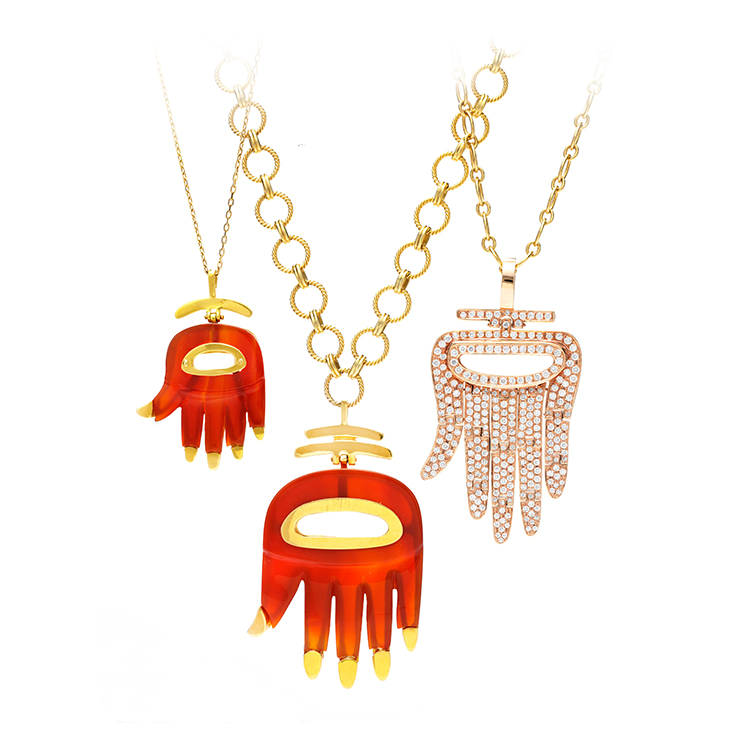 A Group of Multi-gem and Diamond ‘Hamsa Hand’ Pendants, by Aldo Cipullo