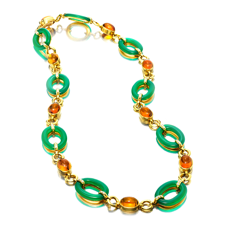 A Chalcedony, Citrine and Gold Sautoir, by Bulgari