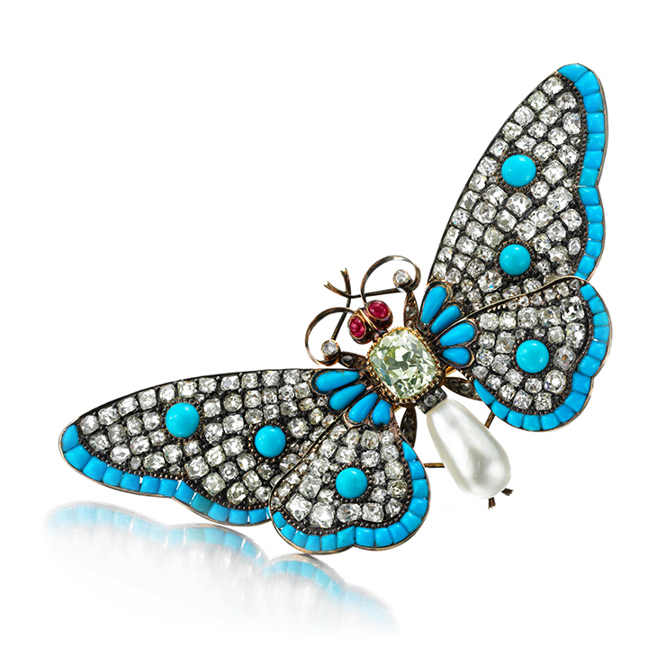 An Antique Multi-gem and Diamond Butterfly Brooch, 19th Century