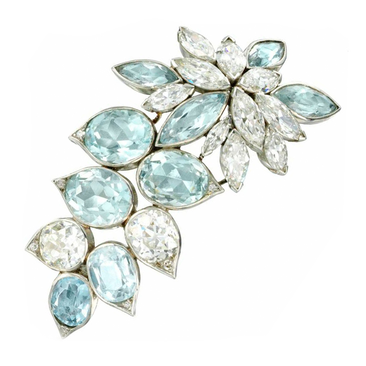 An Aquamarine and Diamond Brooch, by Suzanne Belperron, circa 1940